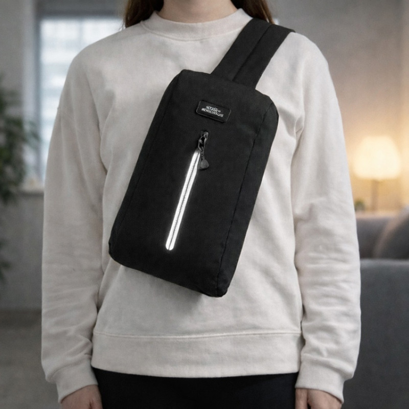 Сумка-слинг «Nomad» на одно плечо из водостойкого переработанного пластика, черный