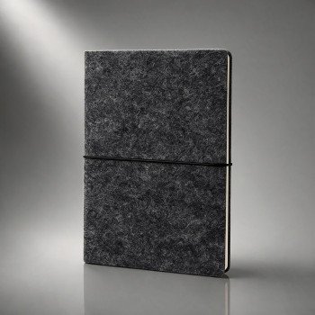 Блокнот из RPET-фетра А5 "Felt", гибкая обложка, 80 листов 70 гр/м2 белой бумаги, темно-серый