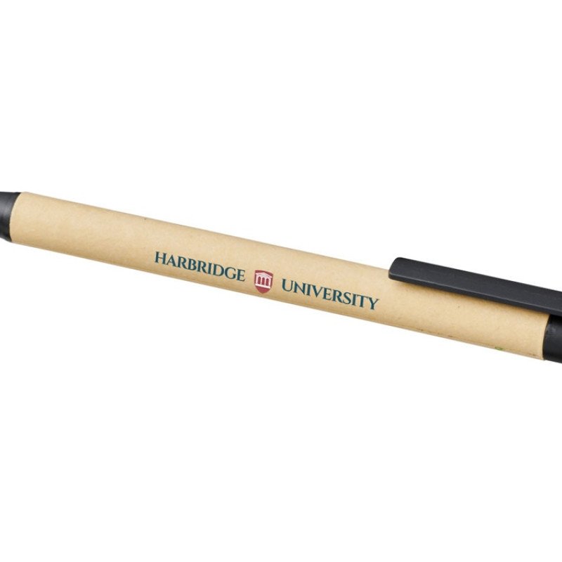 Шариковая ручка Berk из переработанного картона и кукурузного пластика, натуральный/черный Шариковая ручка Berk из переработанного картона и кукурузного пластика, натуральный/черный