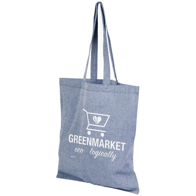 Сумка-тоут Pheebs из переработанного хлопка 150 г/м2, синий меланж Сумка-тоут Pheebs из переработанного хлопка 150 г/м2, синий меланж