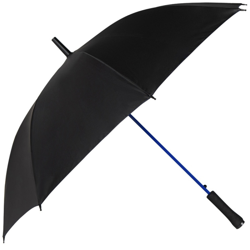 Зонт-трость 1084 Colorline с цветными спицами и куполом из переработанного пластика, черный/синий