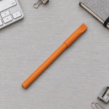 Ручка картонная с колпачком "Recycled", оранжевый