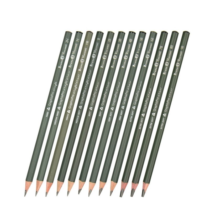 Набор чернографитовых карандашей  "Sketch & Art" ,12 шт. 2h-9b, металлическая коробка с ложементом