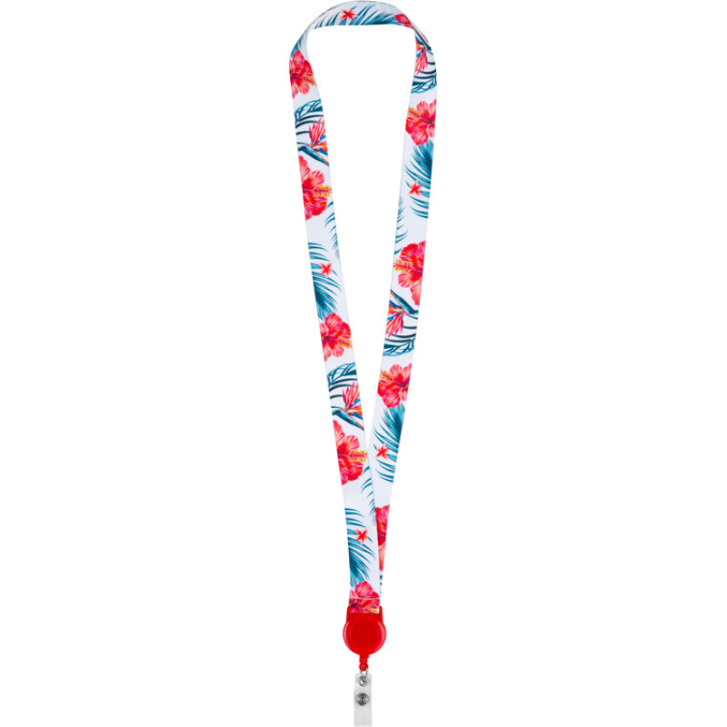 Ланъярд 2 см с ретрактором, красный