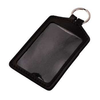 Кожаный бейдж для пропуска, черный