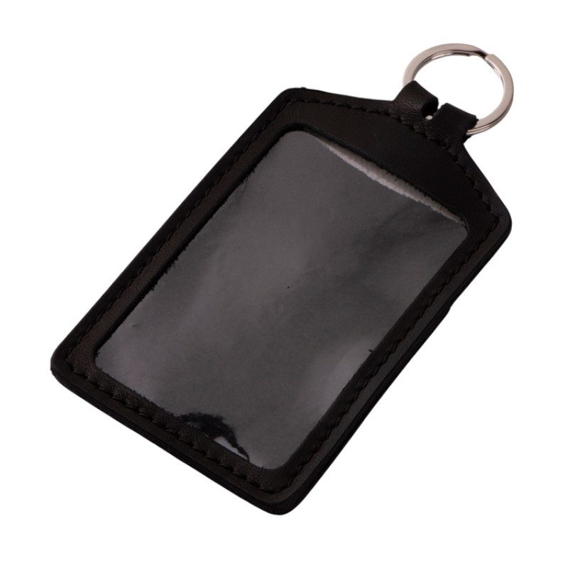 Кожаный бейдж для пропуска, черный