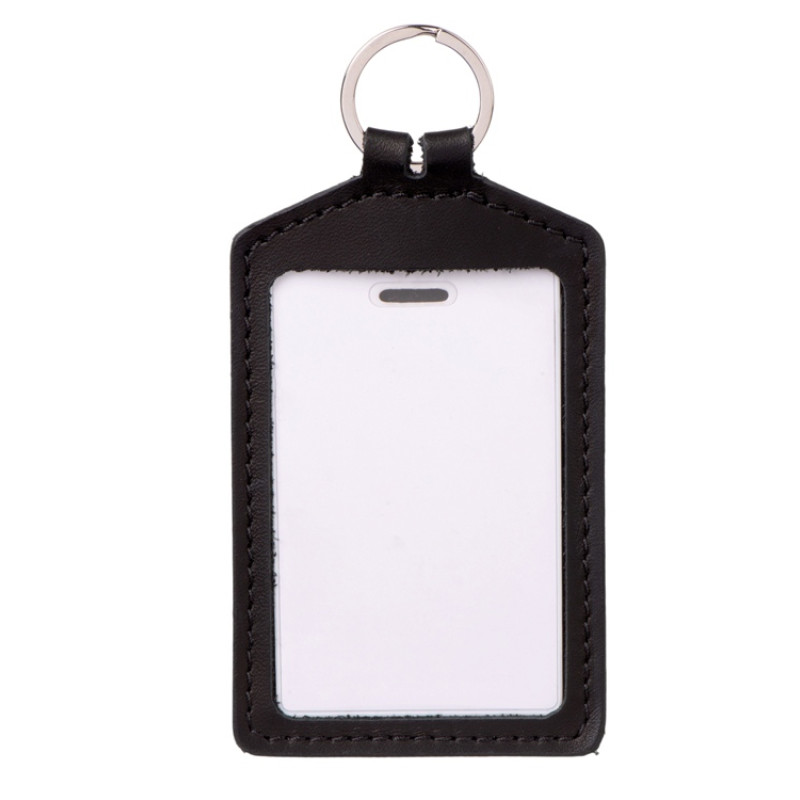 Кожаный бейдж для пропуска, черный