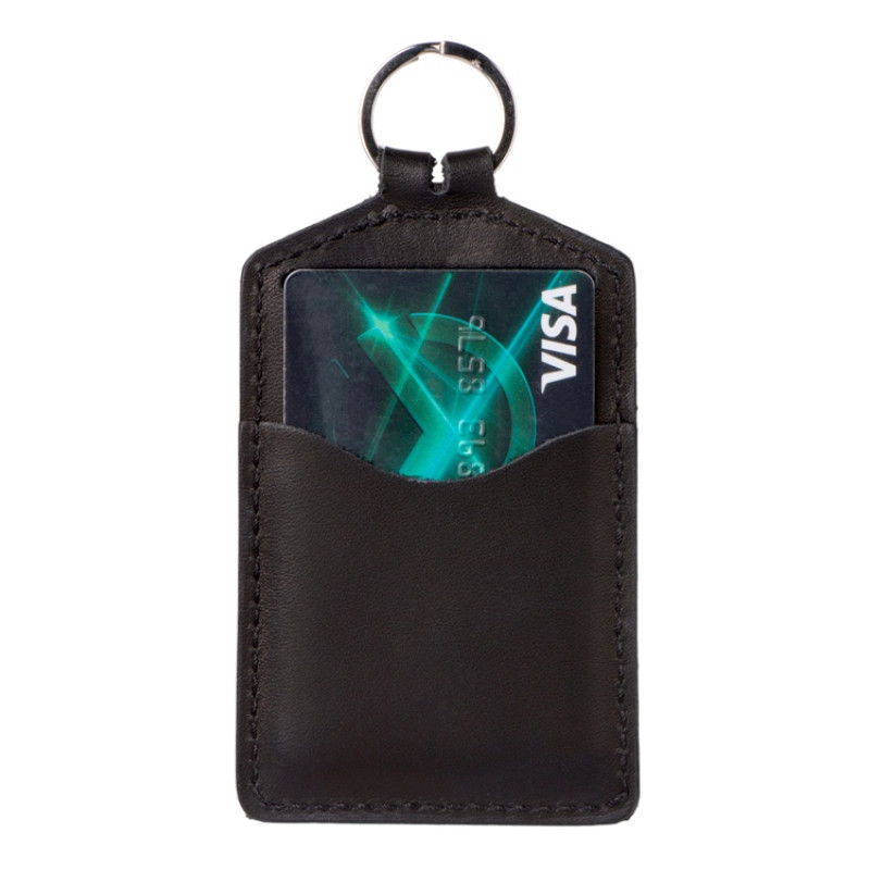 Кожаный бейдж для пропуска, черный