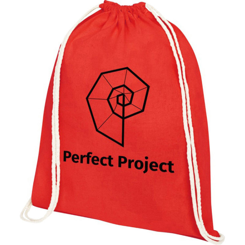 Рюкзак со шнурком Tenes из хлопка плотностью 140 г/м2, красный