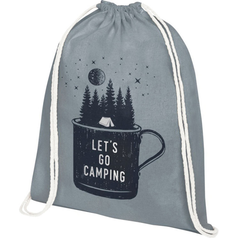 Рюкзак со шнурком Tenes из хлопка плотностью 140 г/м2, серый