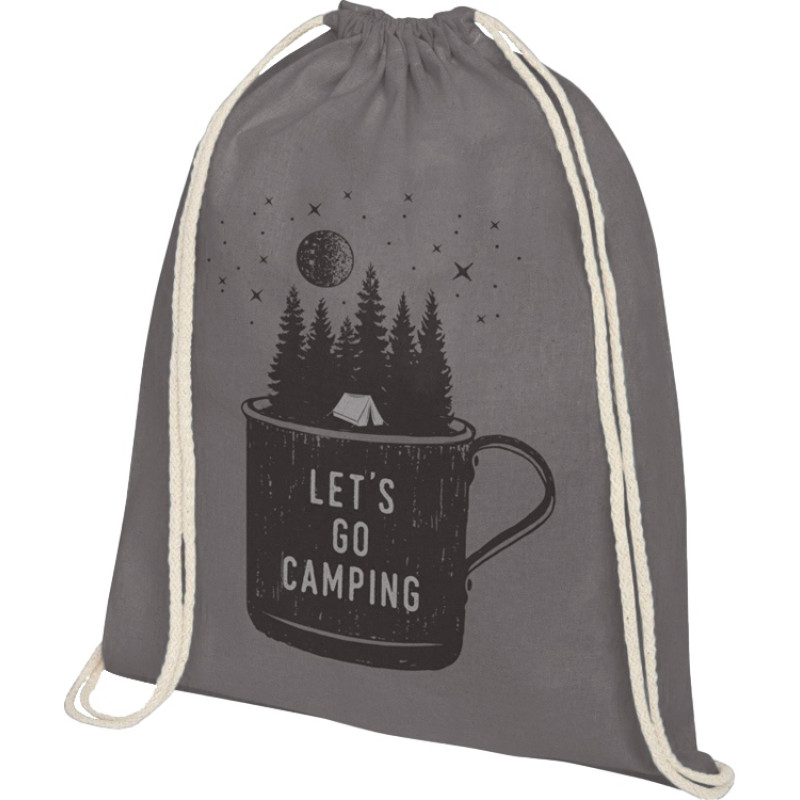 Рюкзак со шнурком Oregon хлопка плотностью 140 г/м2, серый