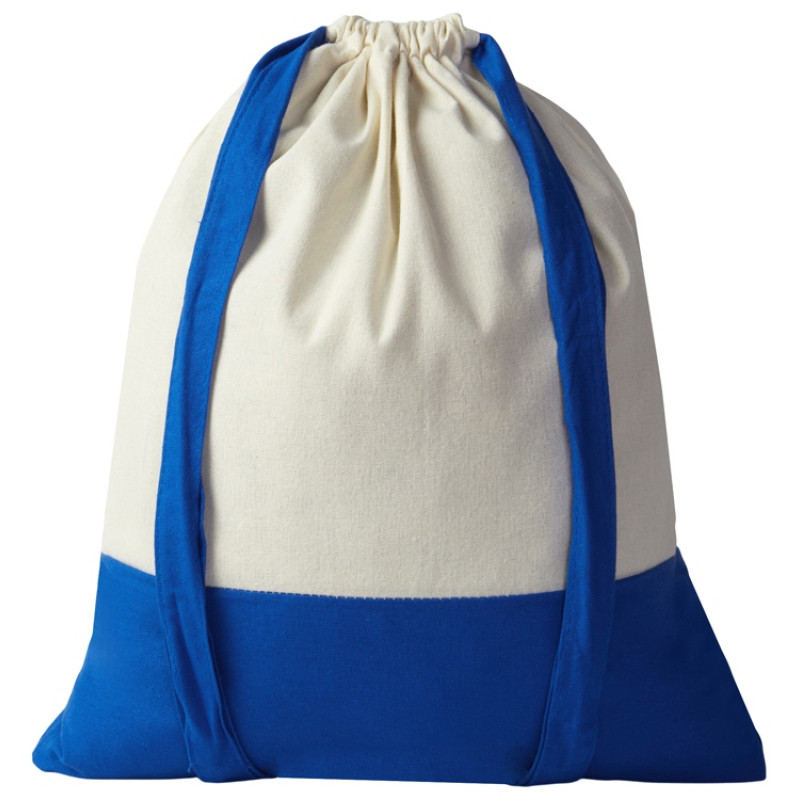 Рюкзак-мешок Cotton из хлопка 170 г, натуральный/синий