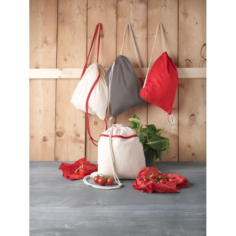 Рюкзак со шнурком Oregon хлопка плотностью 140 г/м2, серый