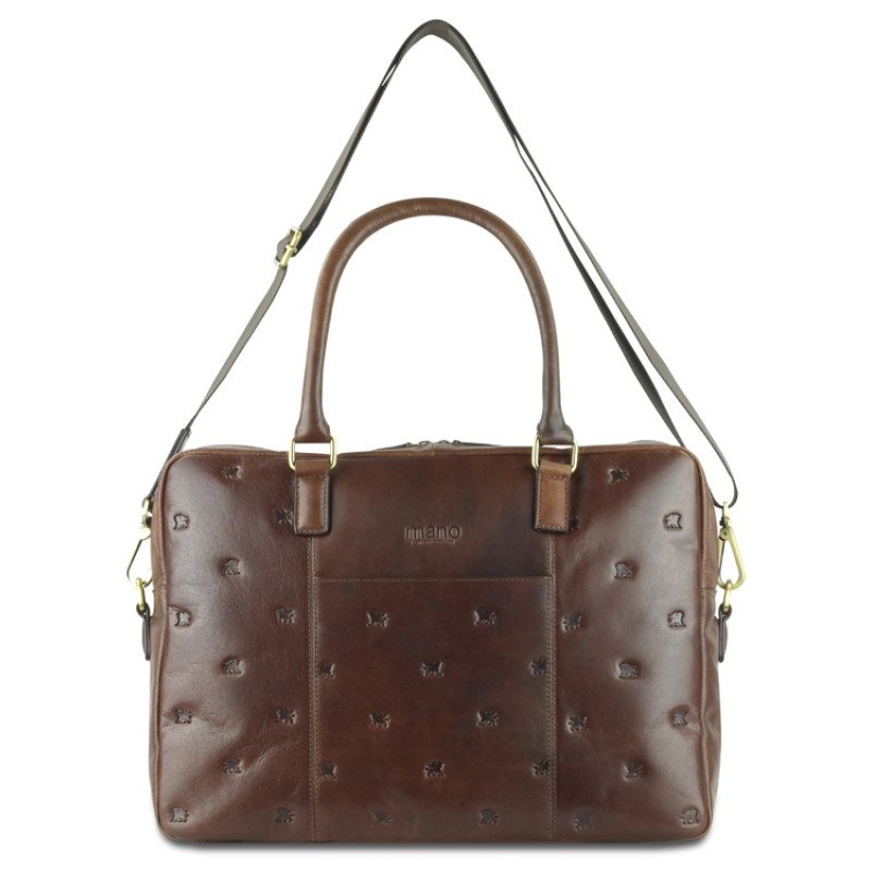 Сумка Mano "Don Leon", натуральная кожа в коричневом цвете, 42 х 30 х 11,5 см