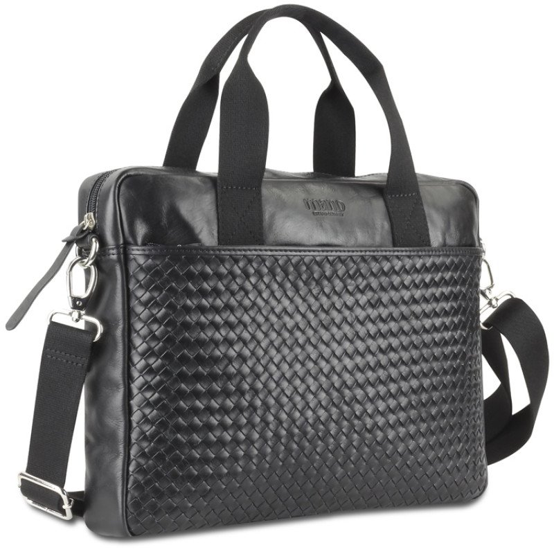 Сумка Mano "Don Luca", натуральная кожа в черном цвете, 37 х 27 х 6 см