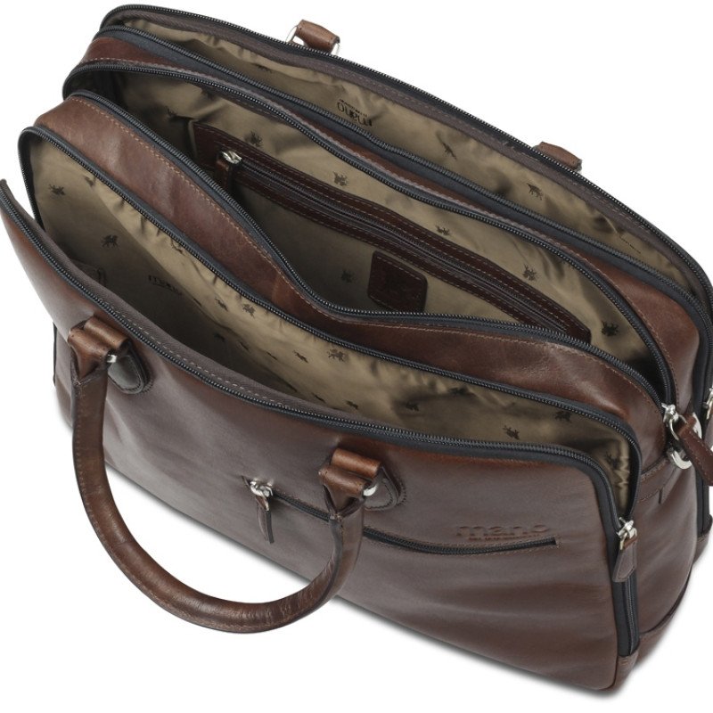 Сумка Mano "Don Valentino", натуральная кожа в коричневом цвете, 41,5 х 31 х 10 см