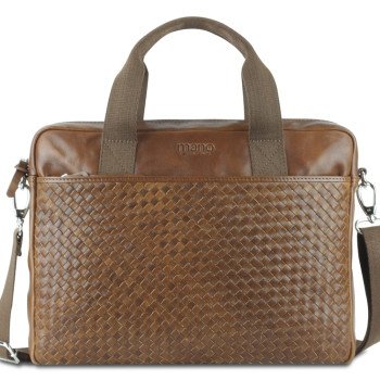 Сумка Mano "Don Luca", натуральная кожа в коньячном цвете, 37 х 27 х 6 см