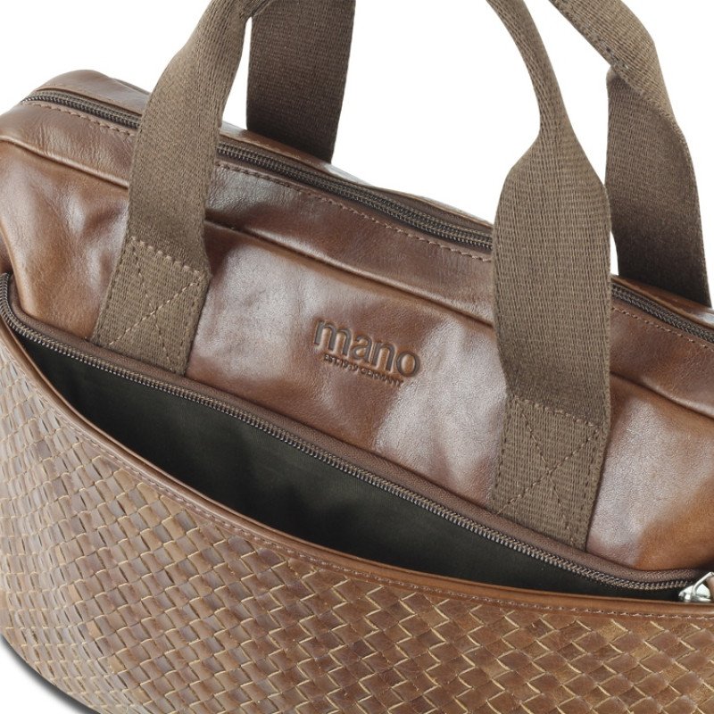 Сумка Mano "Don Luca", натуральная кожа в коньячном цвете, 37 х 27 х 6 см