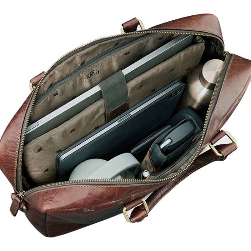 Сумка Mano "Don Leon", натуральная кожа в коричневом цвете, 41 х 29,5 х 8,5 см