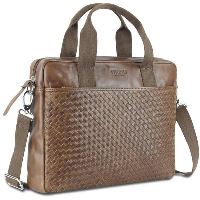 Сумка Mano "Don Luca", натуральная кожа в коньячном цвете, 37 х 27 х 6 см