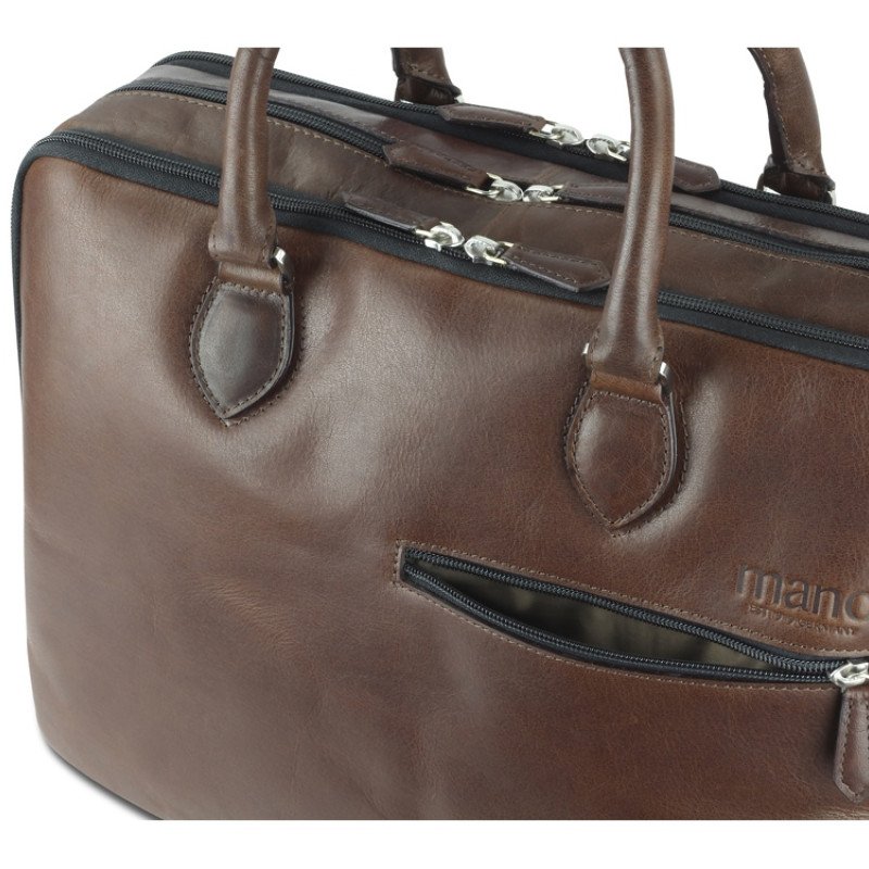 Сумка Mano "Don Valentino", натуральная кожа в коричневом цвете, 41,5 х 31 х 10 см