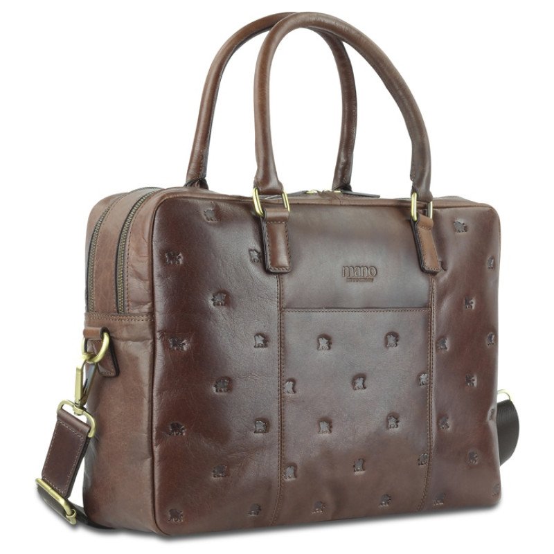 Сумка Mano "Don Leon", натуральная кожа в коричневом цвете, 42 х 30 х 11,5 см