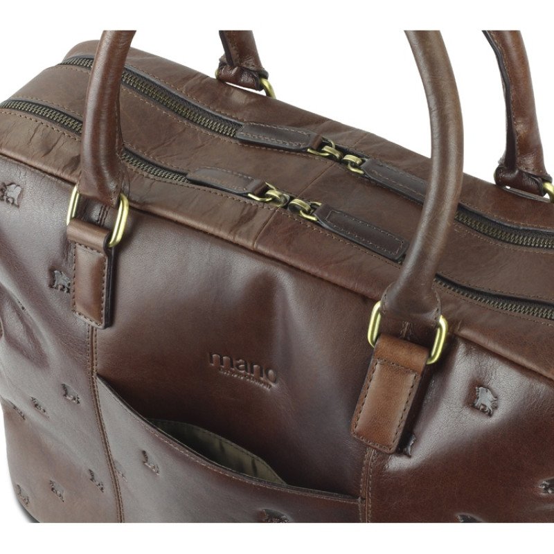 Сумка Mano "Don Leon", натуральная кожа в коричневом цвете, 42 х 30 х 11,5 см