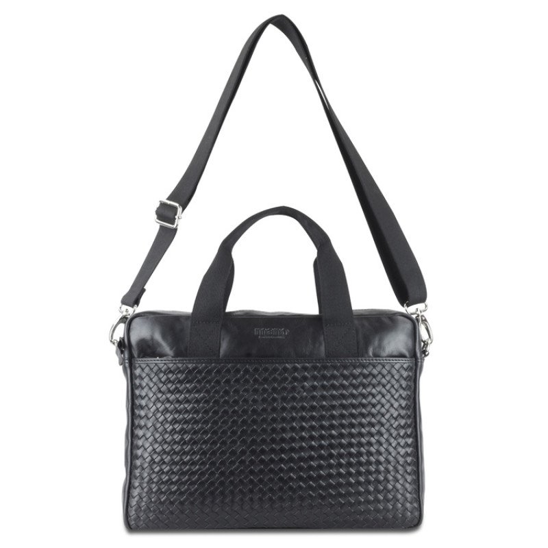 Сумка Mano "Don Luca", натуральная кожа в черном цвете, 37 х 27 х 6 см