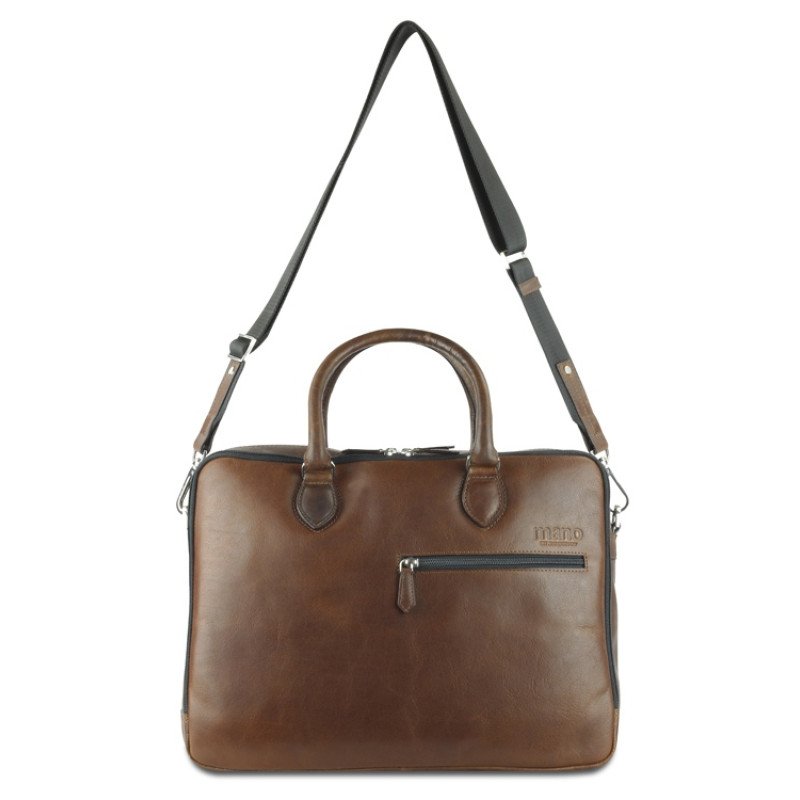 Сумка Mano "Don Valentino", натуральная кожа в коричневом цвете, 41,5 х 31 х 10 см