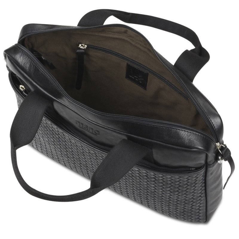 Сумка Mano "Don Luca", натуральная кожа в черном цвете, 37 х 27 х 6 см