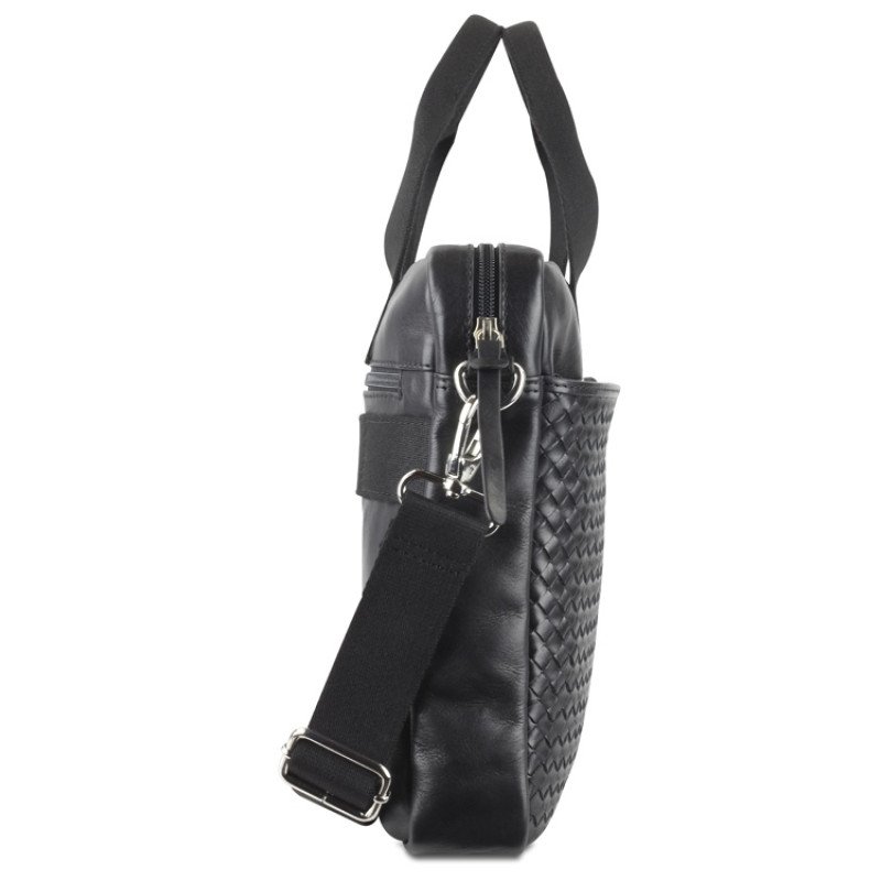 Сумка Mano "Don Luca", натуральная кожа в черном цвете, 37 х 27 х 6 см