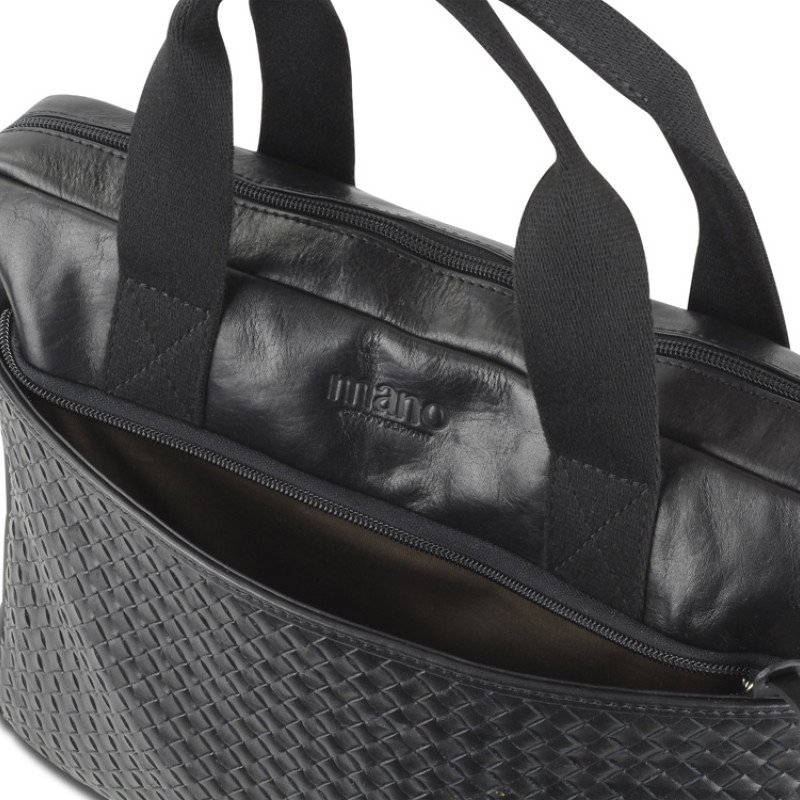 Сумка Mano "Don Luca", натуральная кожа в черном цвете, 37 х 27 х 6 см