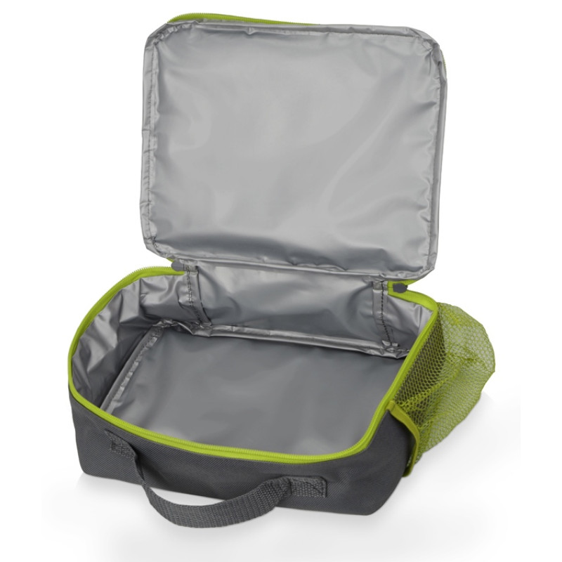 Изотермическая сумка-холодильник "Breeze" для ланч-бокса, серый/зел яблоко
