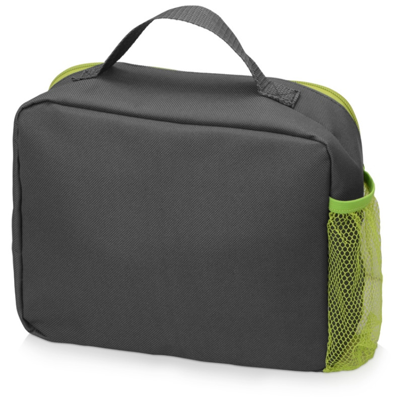 Изотермическая сумка-холодильник "Breeze" для ланч-бокса, серый/зел яблоко