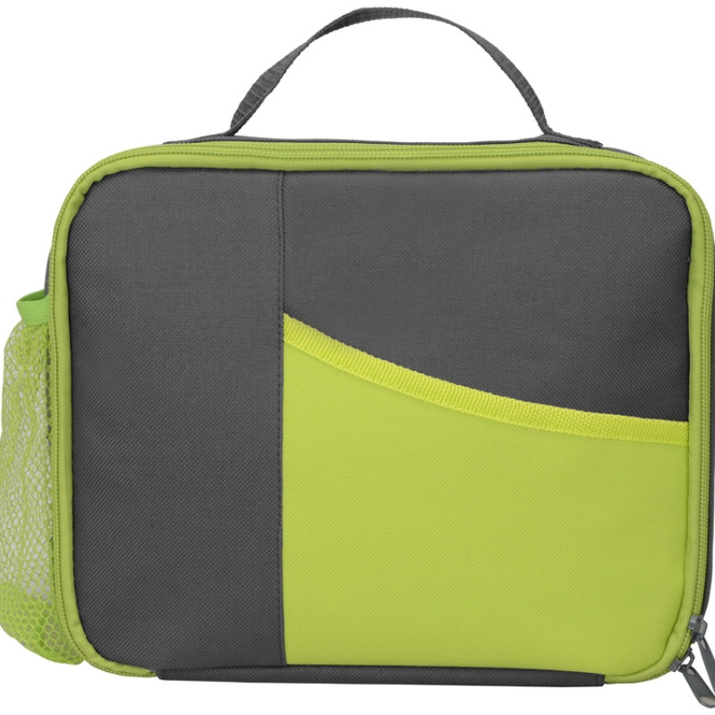 Изотермическая сумка-холодильник "Breeze" для ланч-бокса, серый/зел яблоко