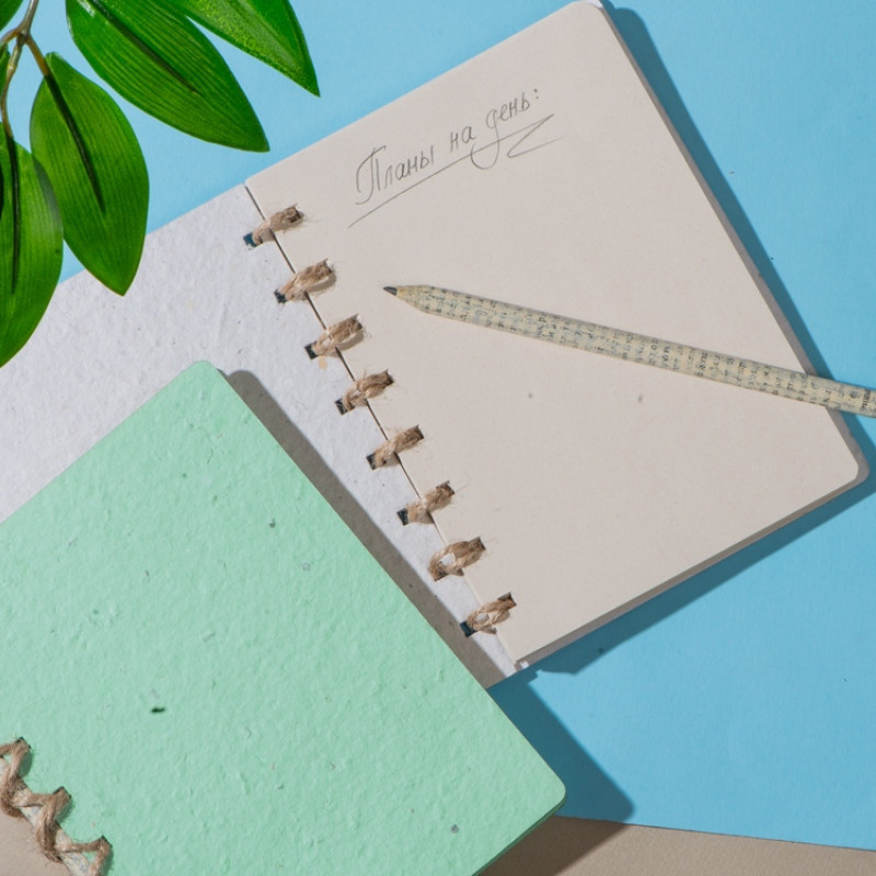 Живой блокнот с семенами цветов, А6, зеленое яблоко