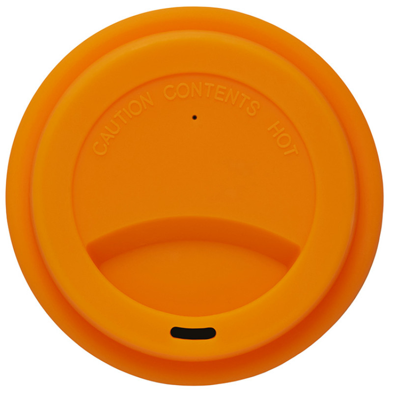 Стакан с силиконовой крышкой "Cafe", оранжевый