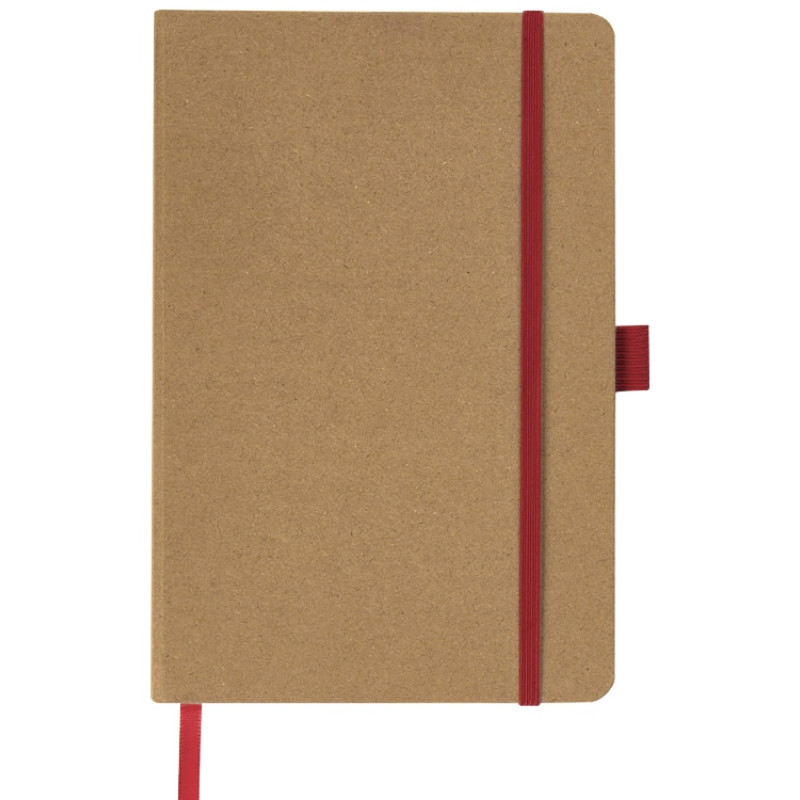 Блокнот "Sevilia Hard", твердая обложка из крафта A5, 80 листов, крафтовый/красный