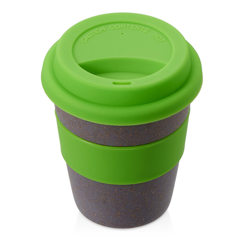 Стакан с силиконовой крышкой "Cafe", зеленое яблоко