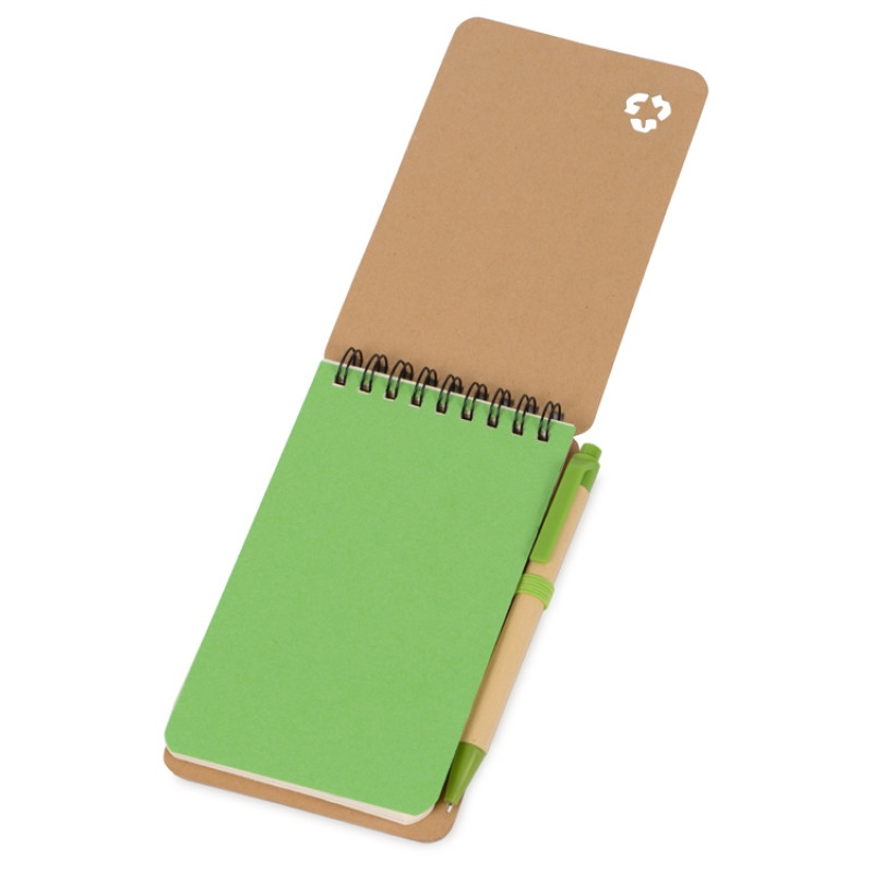 Набор канцелярский с блокнотом и ручкой "Masai", 70 л. нелинованных, зеленое яблоко