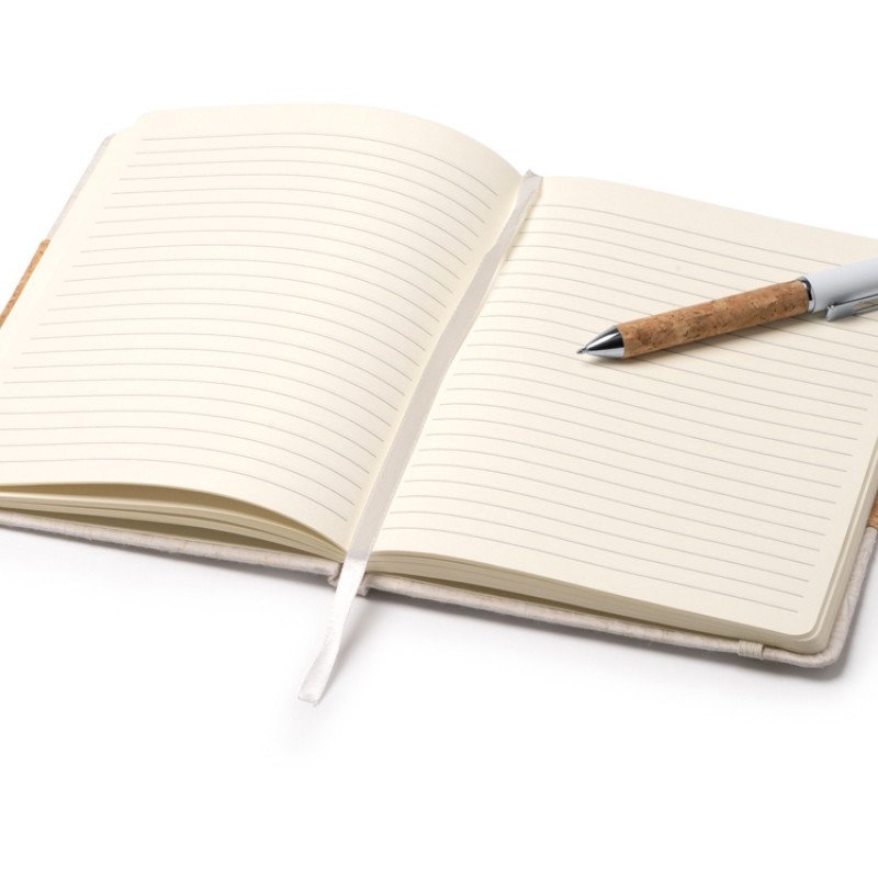 Набор блокнот с ручкой из пробки и хлопка "Beret", natural