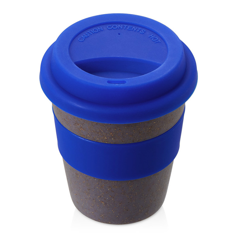 Стакан с силиконовой крышкой "Cafe", темно-синий