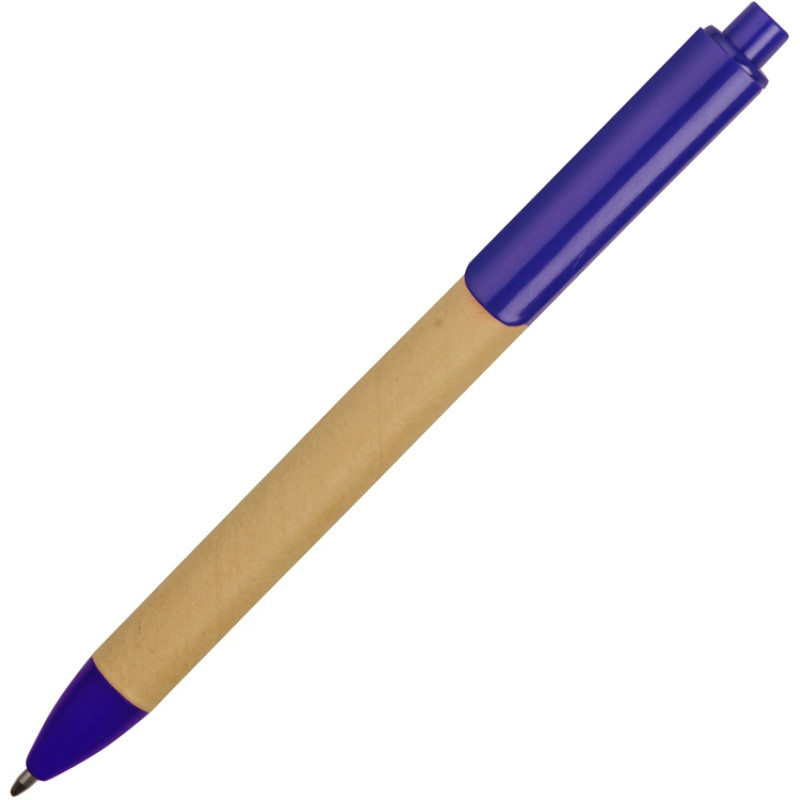 Ручка картонная пластиковая шариковая «Эко 2.0», бежевый/синий (Р)
