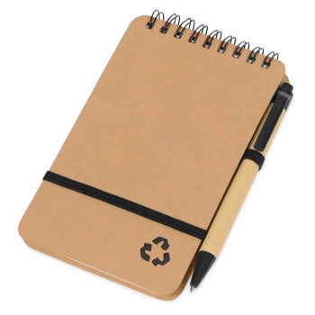 Набор канцелярский с блокнотом и ручкой "Masai", 70 л. нелинованных, черный