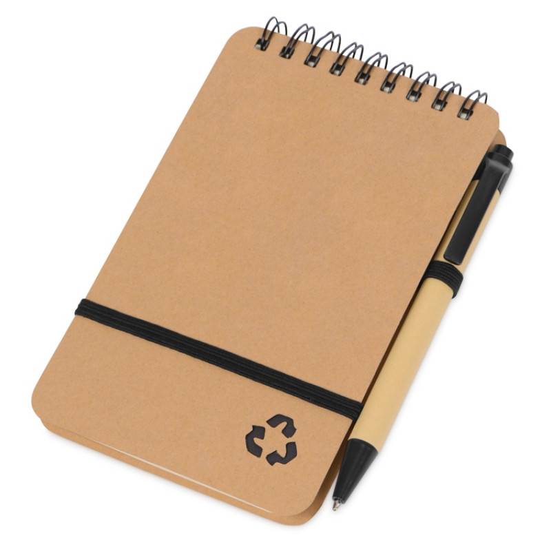 Набор канцелярский с блокнотом и ручкой "Masai", 70 л. нелинованных, черный