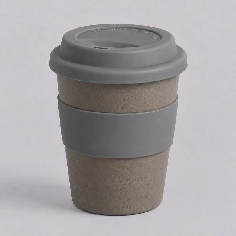 Стакан с силиконовой крышкой "Cafe", серый Стакан с силиконовой крышкой "Cafe", серый