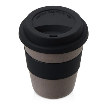 Стакан с силиконовой крышкой "Cafe", черный