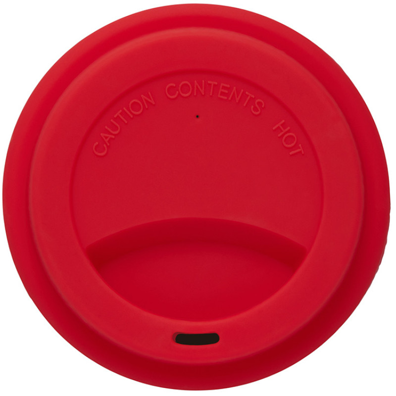 Стакан с силиконовой крышкой "Cafe", красный
