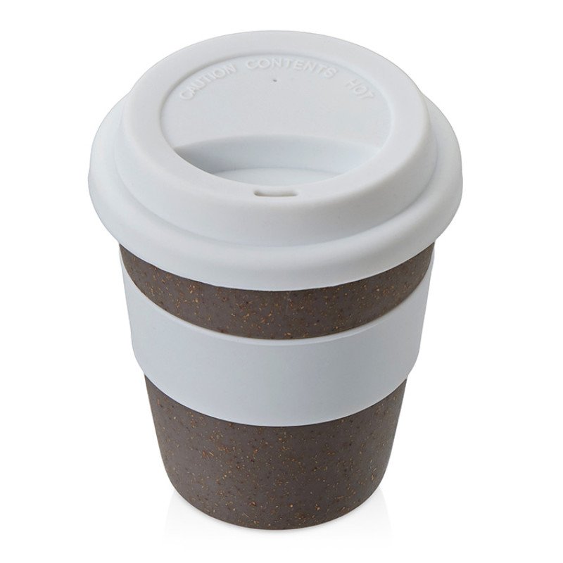 Стакан с силиконовой крышкой "Cafe", белый