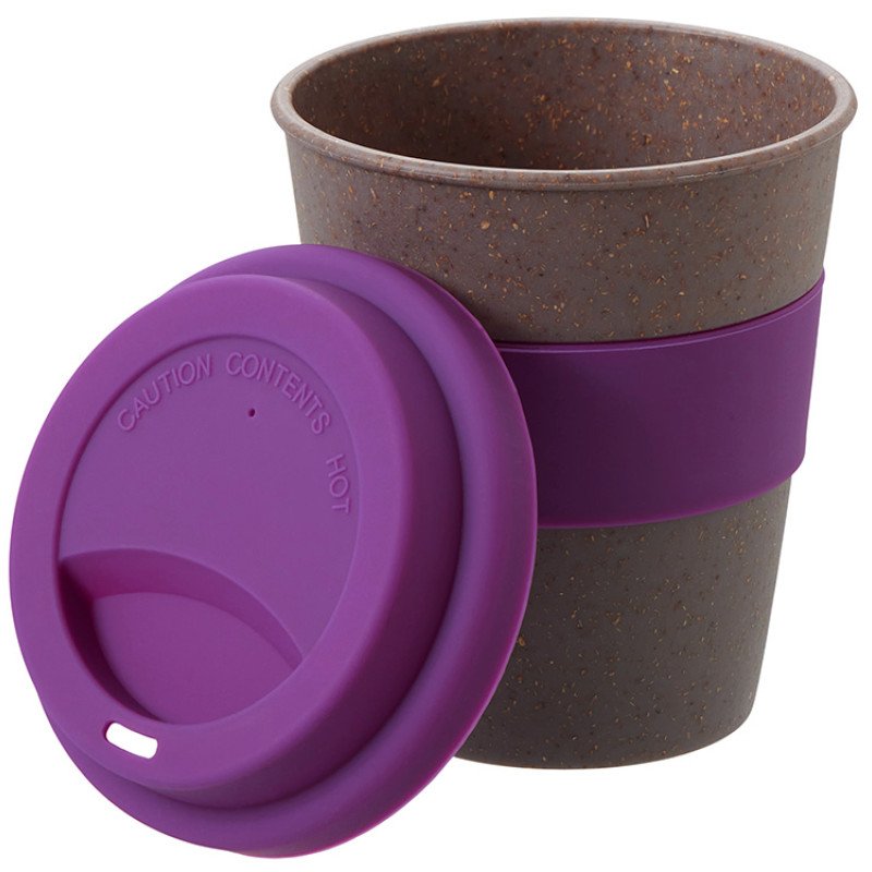 Стакан с силиконовой крышкой "Cafe", фиолетовый